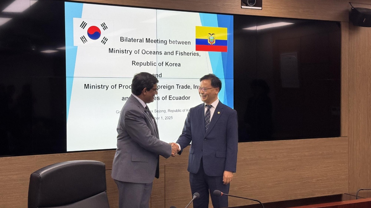 El ministro de la Producción, de Ecuador, y el ministro de Océanos y Pesca, de Corea del Sur (Ministerio de Producción)
