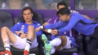 Momento exacto en el que Luis Pérez intenta golpear a Juan Miguel Latas. (Real Valladolid)