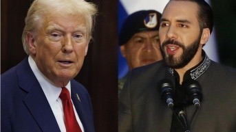 Presidente de los Estados Unidos, Donald Trump (i), y su homólogo de El Salvador, Nayib Bukele. (EFE)