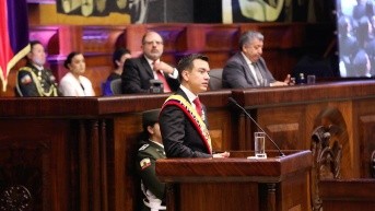 Daniel Noboa en ceremonia de investidura de la Presidencia en 2023 (Asamblea Nacional)