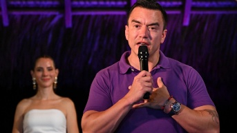 Daniel Noboa dio un breve discurso tras su victoria electoral. (AFP)