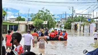 Imagen de archivo de un sector inundado en Machala. (SNGR)