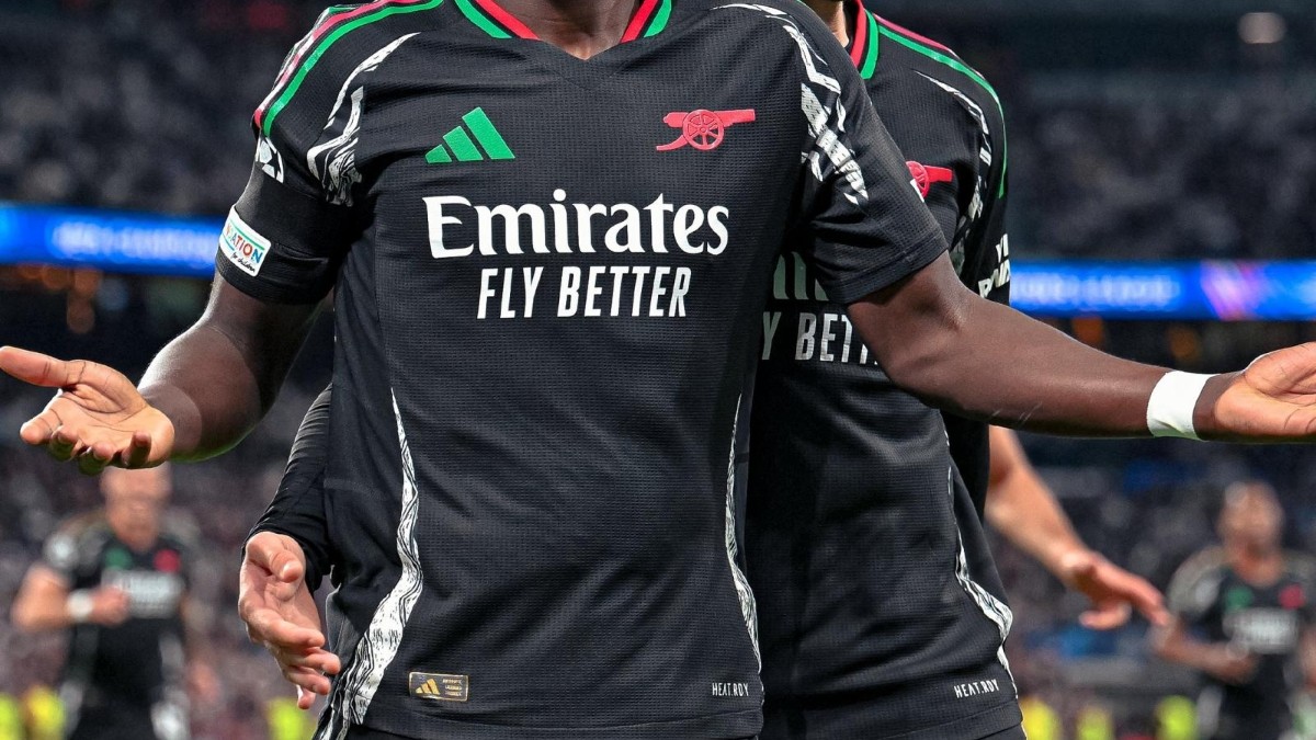 El delantero del Arsenal, Bukayo Saka, celebra su gol contra el Real Madrid (Foto: Internet)