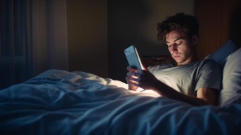 La exposición a la luz azul de pantallas altera el ritmo circadiano (Imagen ilustrativa, no real, realizada por IA)