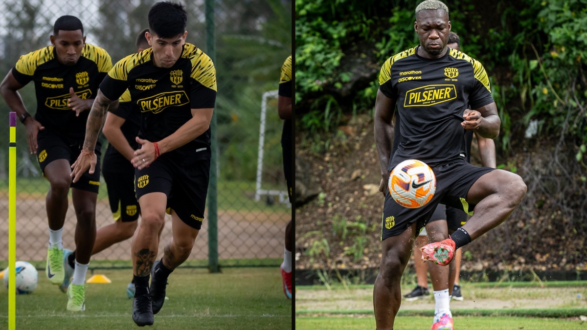 Braian Oyola y Felipe Caicedo. (Barcelona SC)