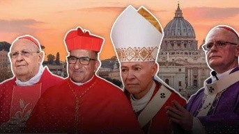 De izquierda a derecha: Francisco Javier Errázuriz Ossa, Fernando Chomali, Carlos Aguiar Retes, Odilo Scherer. (Foto: BBC)