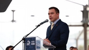 Daniel Noboa durante la entrega de credencial que lo acredita como Presidente de la República este jueves 15 de mayo. (Flickr Presidencia)