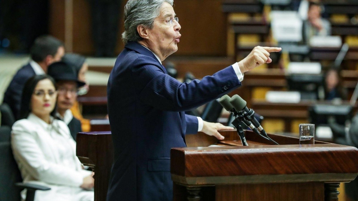 Guillermo Lasso presentó las pruebas de descargo en el juicio político en su contra. En la intervención puntualizó que no habían pruebas ni testimonios relevantes. (Presidencia de la República)