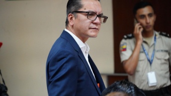 Imagen de Wilman Terán, en la Corte Nacional de Justicia, por una audiencia de juzgamiento en el caso Independencia Judicial, en diciembre de 2024. (API/Daniel Molineros)