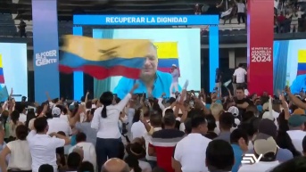 Imagen de los militantes de la Revolución Ciudadana. (Captura de pantalla / Ecuavisa)