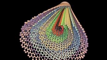 Un nanotubo de paredes múltiples que se abre y despliega para crear láminas largas y delgadas. (Getty Images)