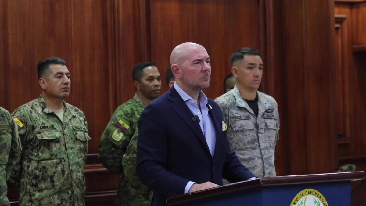 Imagen de Gian Carlo Loffredo, ministro de Defensa, en cadena nacional este 6 de enero del 2025. (Ministerio de Defensa)