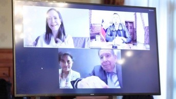 Noboa, Machado y González se reunieron de forma virtual el 8 de enero. (Cuenta X Daniel Noboa)