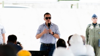 Daniel Noboa durante un evento en Santa Elena el 9 de enero. (Flickr Presidencia)