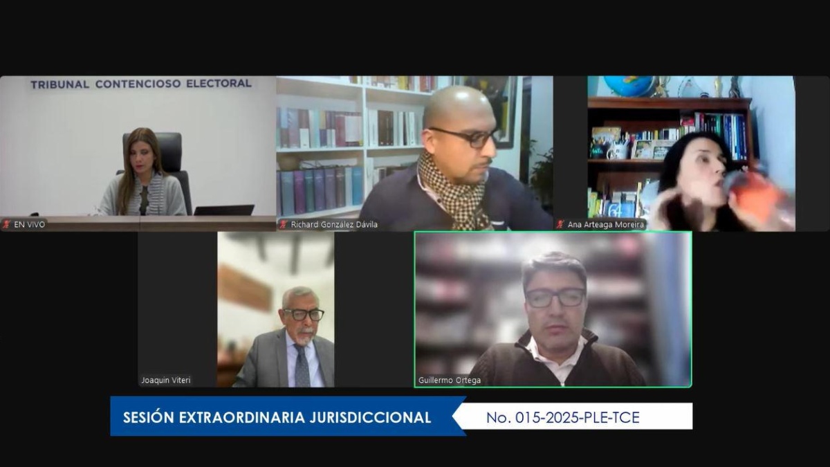 Sesión para conocer una recusación contra la conjueza Ana Abril. (Captura)