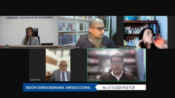 Sesión para conocer una recusación contra la conjueza Ana Abril. (Captura)