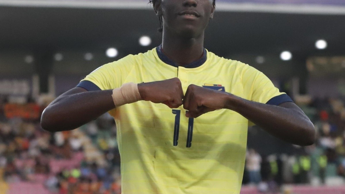 Allen Obando celebra un gol con la selección de Ecuador en el Sudamericano Sub 20 (Foto: La Tri)