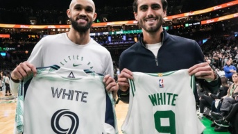 Leonardo Campana intercambió camisetas con Derrick White (Foto. Celtics)
