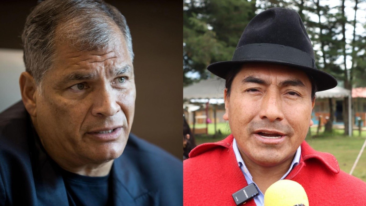Fotos de archivo de Rafael Correa y Leonidas Iza, líderes de los movimientos Revolución Ciudadana y Pachakutik, respectivamente. (EFE/API)