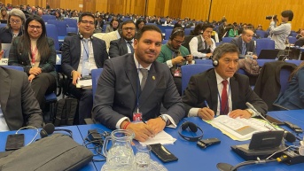 En el centro, Andrés Fantoni, presidente del Consejo de Participación Ciudadana. (Embajada del Ecuador en Austria)