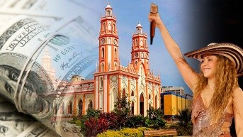 Imagen de archivo de Shakira y de fondo, su ciudad natal, Barranquilla. (COMPOSICIÓN / ÁLVARO CHIRIBOGA)