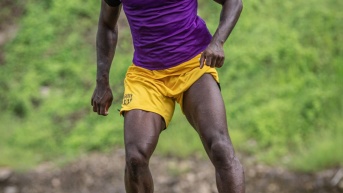 Felipe Caicedo, delantero de Barcelona SC ya entrena a la par de sus compañeros. (Barcelona SC)