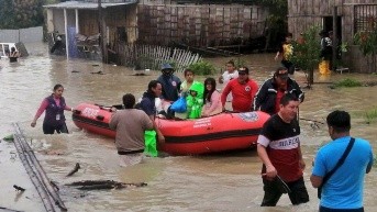 29 ríos en Ecuador se han desbordado producto de las lluvias. El invierno ha dejado 16 víctimas mortales. (Secretaría de Riesgos)
