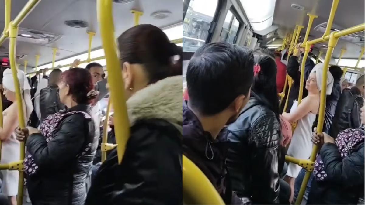La mujer, según se aprecia en los videos que otros pasajeros compartieron en redes, llevaba una en el busto y otra en la cabeza para secar su cabello. (Internet)