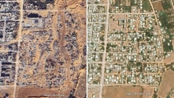 Comparativa entre la Gaza actual y la de hace años (Google Earth)