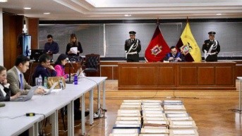 Con la presencia del fiscal general (s), Wilson Toainga, se instaló el sexto día de audiencia de evaluación y preparatoria de juicio. (Fiscalía)