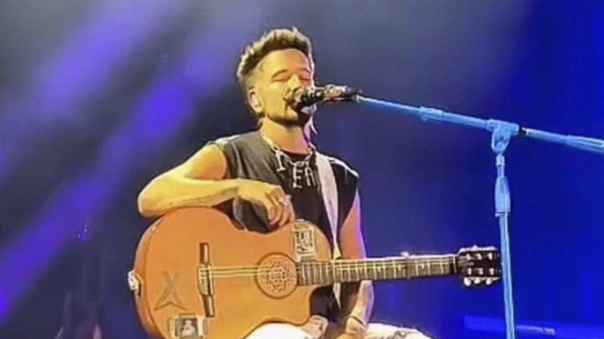 Momentos antes de que el cantante rompa en llanto en pleno concierto. (Foto: Internet.)