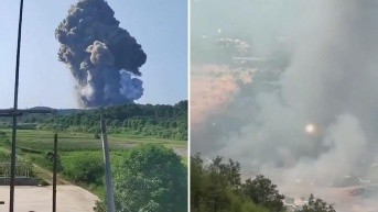 Explosión fabrica de fuegos artificiales en China. (Capturas de video.)