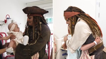 Johnny Depp en visita a hospital oncológico. (Capturas del video)