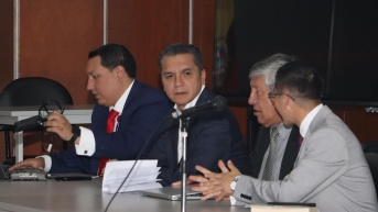 Wilman Terán, expresidente de la Judicatura, en la audiencia del caso Pantalla este 7 de julio del 2025. (API)