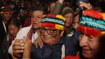 Momento de las elecciones de las nuevas autoridades en la Conaie. (API)