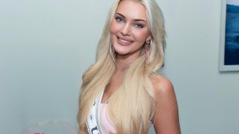 Victoria Kjaer a su llegada al Aeropuerto José Joaquín de Olmedo. (RRSS)