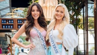 Nadia Mejía en una foto con la Miss Universo, Victoria Kjaer. (IG Nadia Mejía)