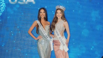 Nadia Mejía y Mara Topic en la elección de la Señorita Comunidad USA. (RRSS)