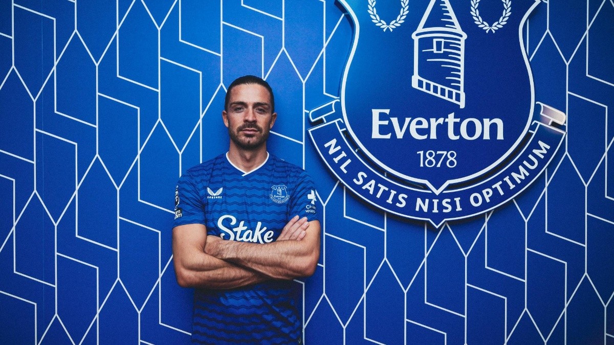 Jack Grealish en su presentación con el Everton. (Redes)