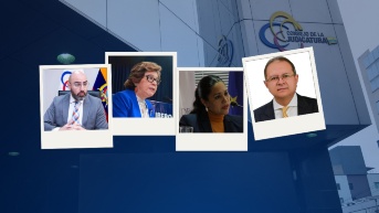 Mario Godoy, Ivonne Núñez, Magaly Ruiz y Fabián Fabara. Los cuatro son parte de las cinco ternas enviadas por funciones del Estado para participar en el concurso de selección de vocales del Consejo de la Judicatura. (Composición: Ecuavisa)