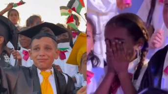 Ceremonia de graduación de niños en Gaza (Internet)