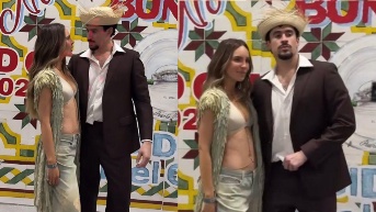 Belinda junto a Bad Bunny luego del show. (RRS)