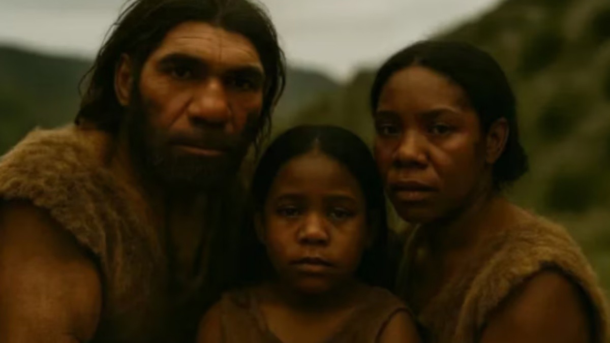 Reconstrucción mediante IA de una familia mixta de neandertales y Homo sapiens. (UNIVERSIDAD DE TEL AVIV / EUROPA PRESS)