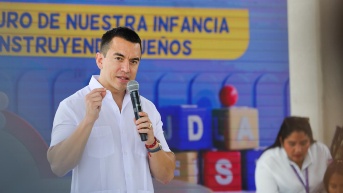 El presidente Daniel Noboa en la inauguración del Centro de Desarrollo Infantil, Juan Bautista Aguirre. (Foto: Flickr Presidencia de la República)