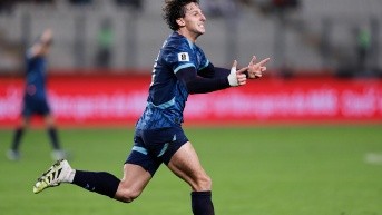 Matías Galarza Fonda celebra su col con Paraguay contra Perú por las Eliminatorias Sudamericanas (Foto Paraguay)