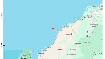 En el punto rojo se puede observar donde fue el epicentro de la alerta en el mar peruano. (Cortesía del IG)