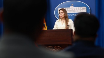 Carolina Jaramillo en rueda de prensa del 25 de agosto de 2025. (Flickr Presidencia)