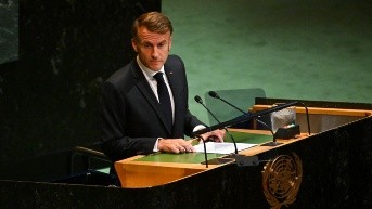 Macron en Nueva York (LUKAS COCH / EFE)