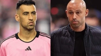 Sergio Busquets y Javier Macherano. (ARCHIVO)