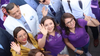 El movimiento ADN durante su inscripción para hacer campaña en el referéndum 2025. (API)